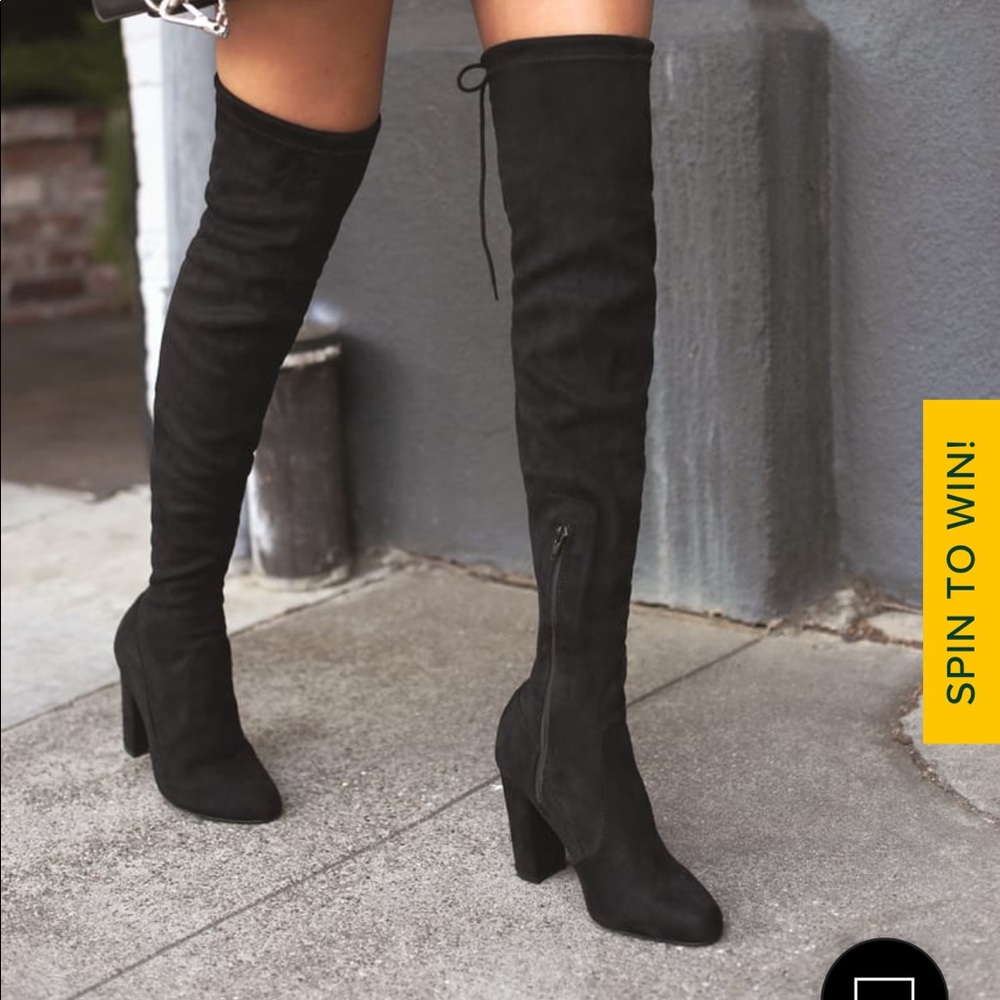 So Much Yes Black Suede Over the Knee Boots